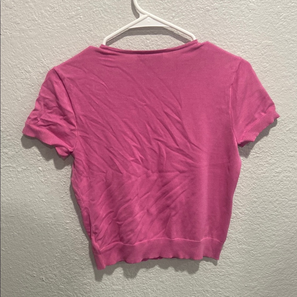 Ralph Lauren Pink Fitted Crop T-Shirt - Picture 3 of 5